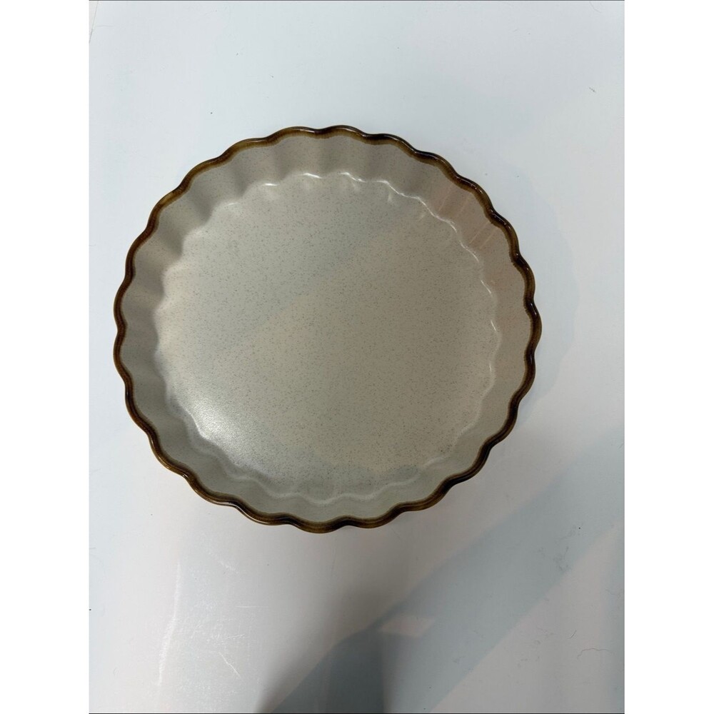 Studio Kraft Scalloped Stoneware Ceramic Serving Plate - Beige